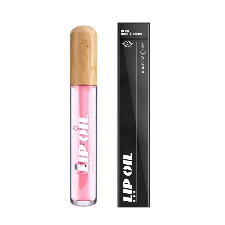 New Arrival Natural Bamboo Lip Gloss Adding Your Logo Fruit Flavors Liquid Lipstick Moisture Vegan OEM Lip Oil Plumper