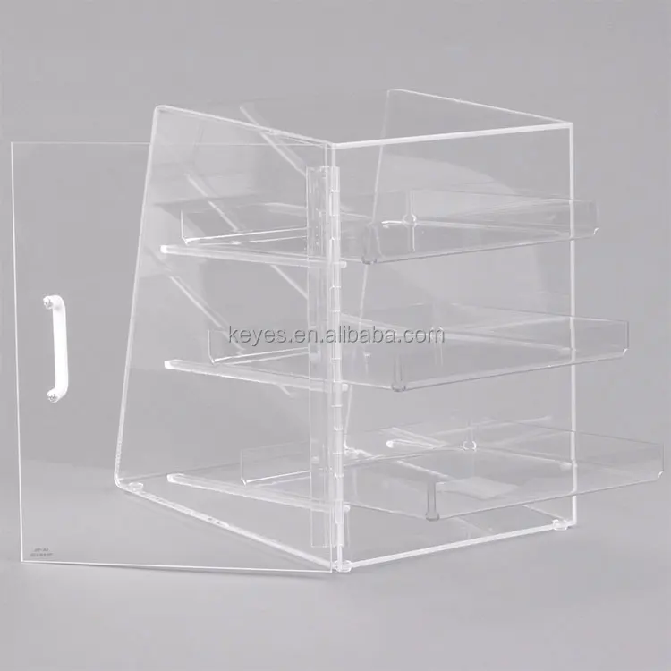 Bakery Counter Clear Acrylic Bread Display Stand Cake Display Case With 3 Tray