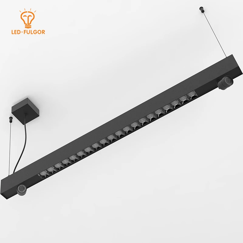 Beautiful black powder coating office shop Pendant Linear LED Light for Combination lighting