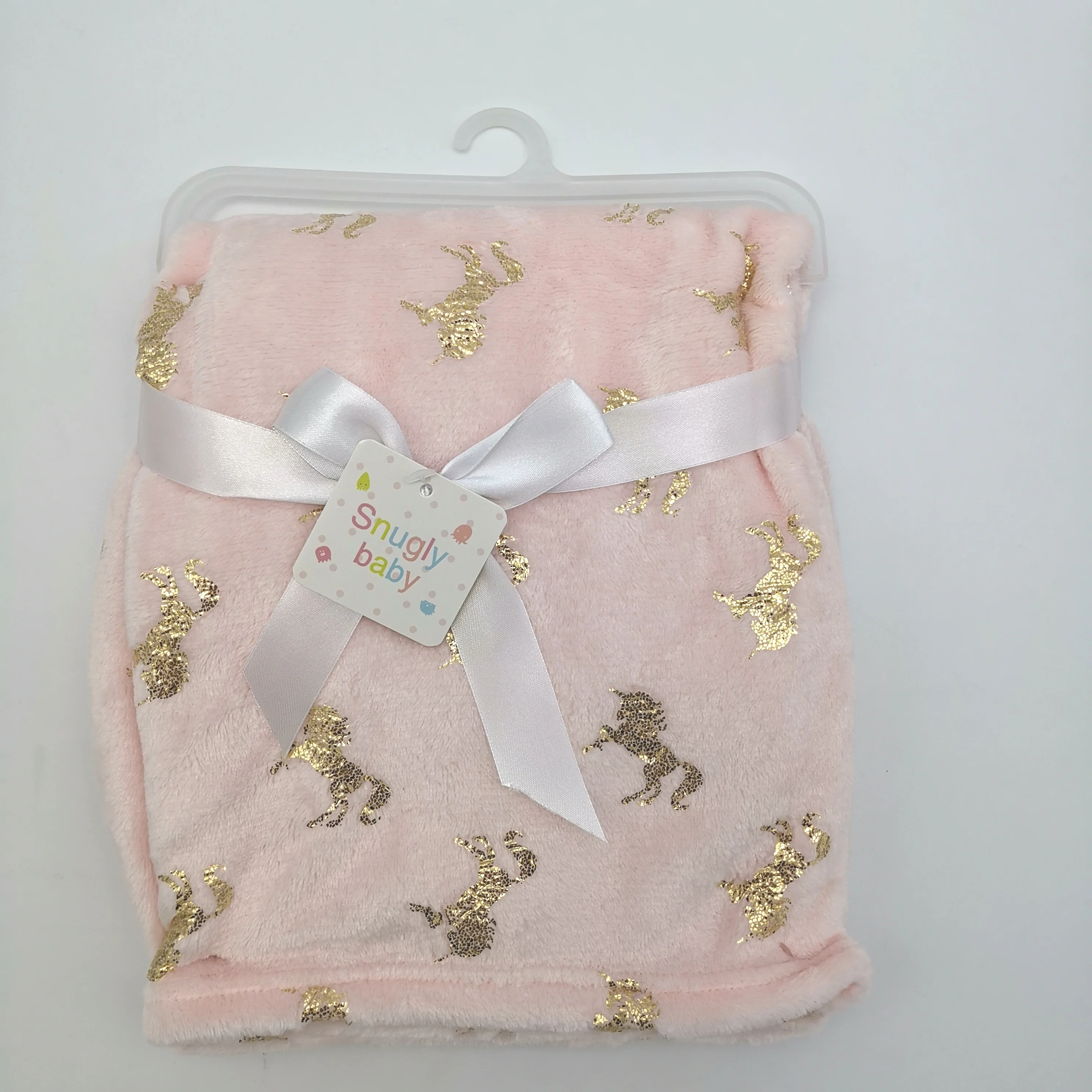 Factory Wholesale High Quality Gold Foil Printed Super Soft Flannel Baby Blanket