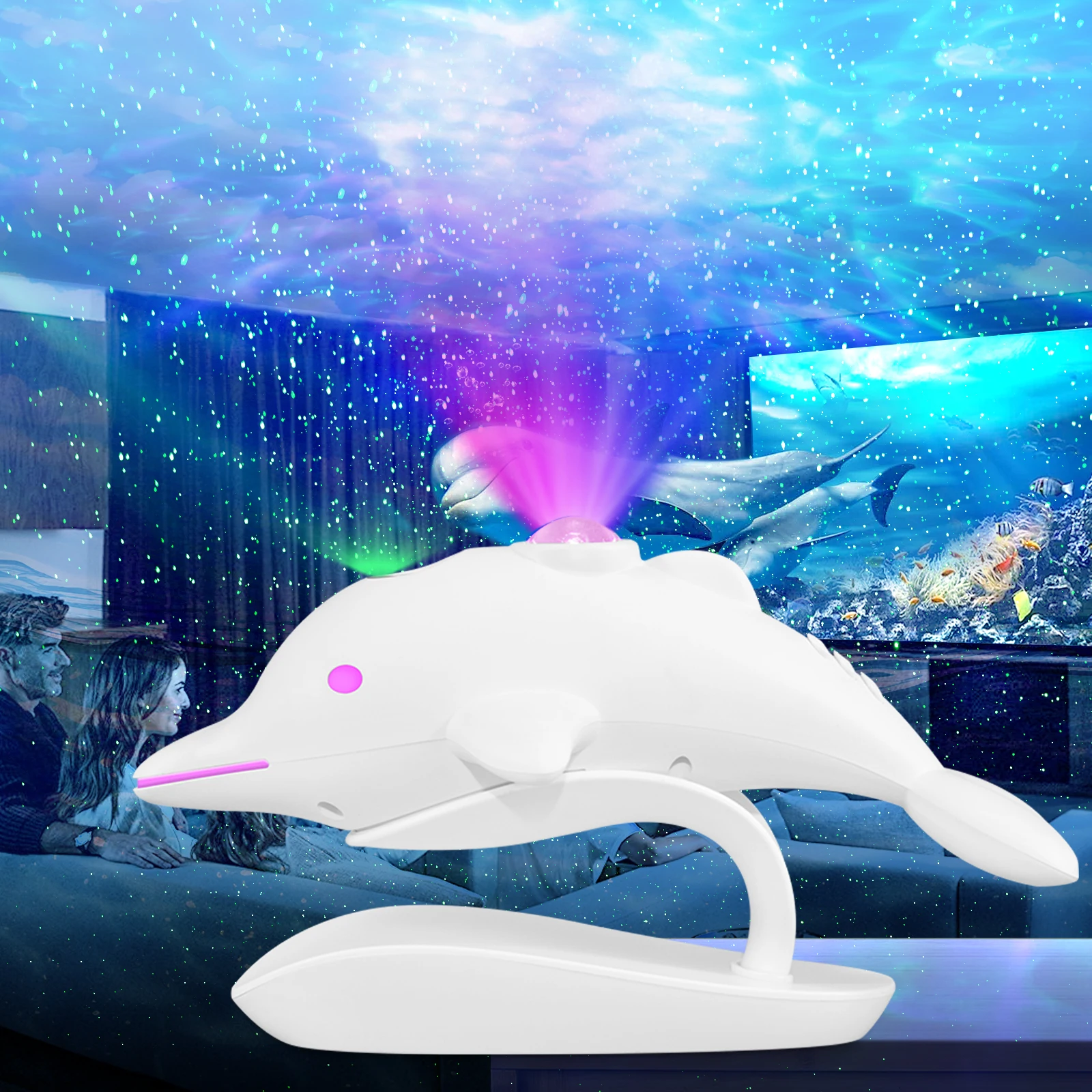 Wholesales Dolphin Shaped Star Nebula Atmosphere Projection Lamp Led Ocean Galaxy Lighting for Room Decoration