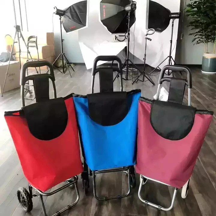 Supermarket shopping two-wheeled hand trolley old man shopping vegetables stair climbing three-wheeled folding Oxford trolley tr