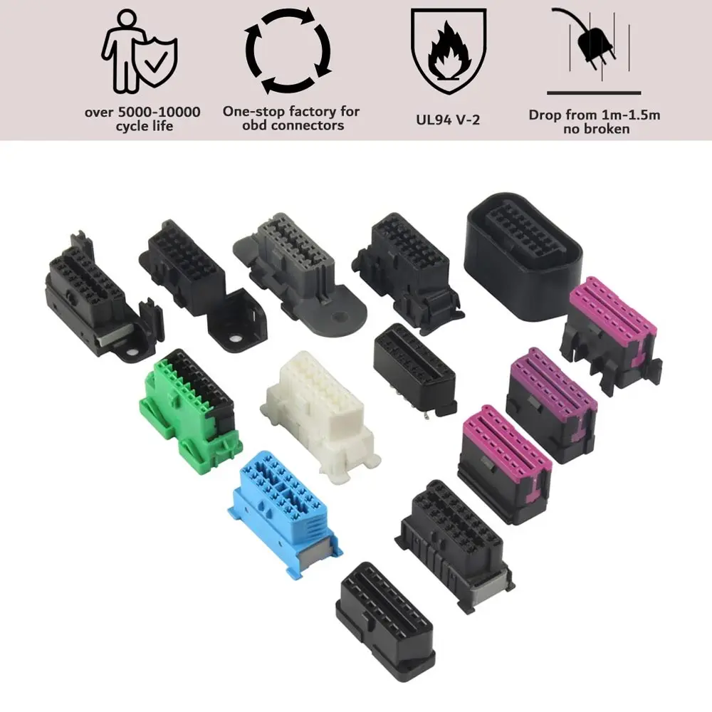 wholesale wiring harness 12V 24V obd2 extension adapter cable 16 pin obd male auto electrical connectors
