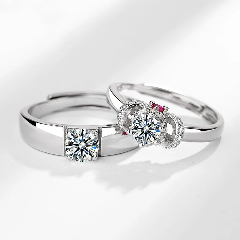 Custom latest design value jewelry women wedding promise couple diamond 925 sterling silver ring set mens rings