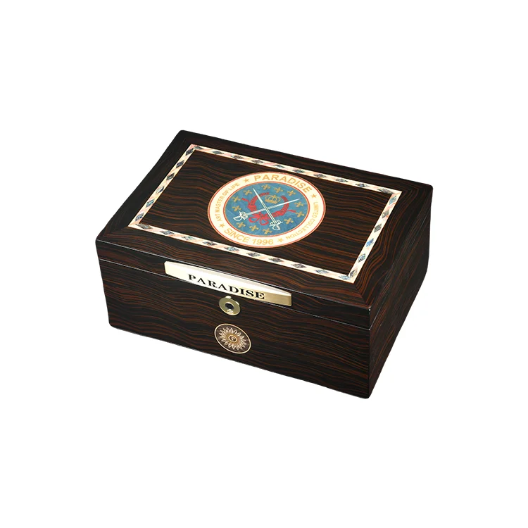 Handmade luxury humidor Italy design cigar cases Spanish cedar wood Maintain humidity Classic Black gold S