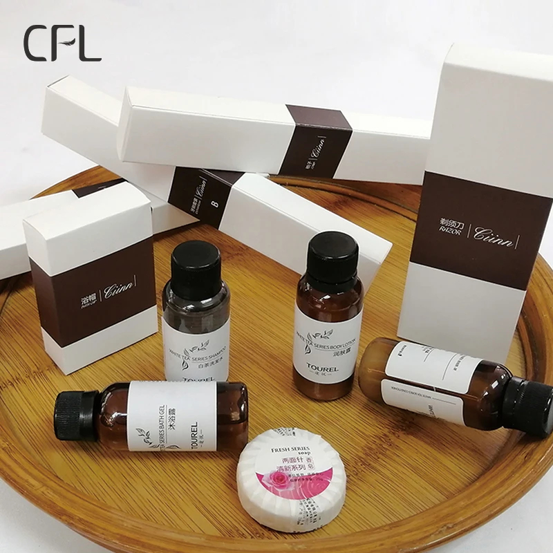 Custom logo travel amenity kit luxury comb shampoo body soap and conditioner eco-friendly hotel amenities set