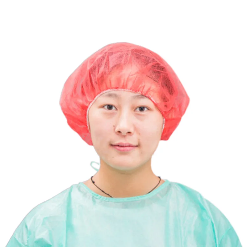 SMS PP Nonwoven Round Crimped Pleated Strip Bouffant Head Cover Nurse Caps Custom Disposable Surgical Cap With Elastic Band