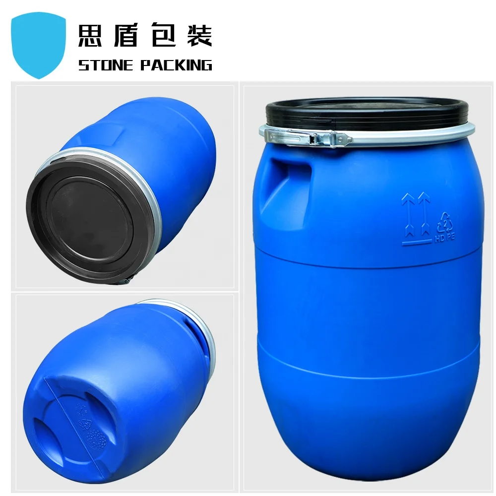  Синий пластиковый барабан 120 л HDPE с железным кольцом для химических