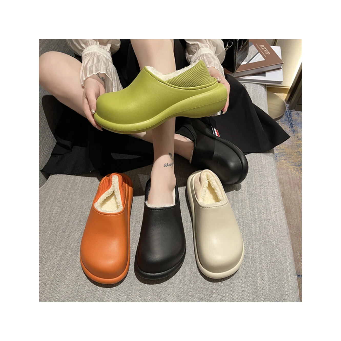 Stnm slip winter unisex adult home slippers  Plush women cross sandals waterproof bedroom warm slipper for ladies