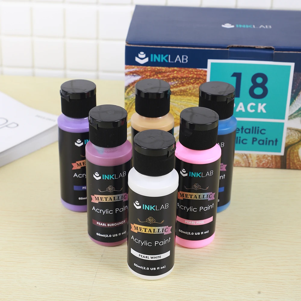2021 Amazon Hot Sell 30/24/18 Pack 60ml Water-based Metallic Artists  Acrylic Paint Set