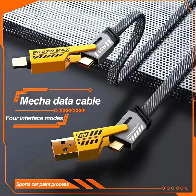 New Trend 4 In 1 Zinc USB Cable PD 65W 27W Multifunction USB Fast Charging Cord For Charger Cable Nylon Braided Zinc Alloy