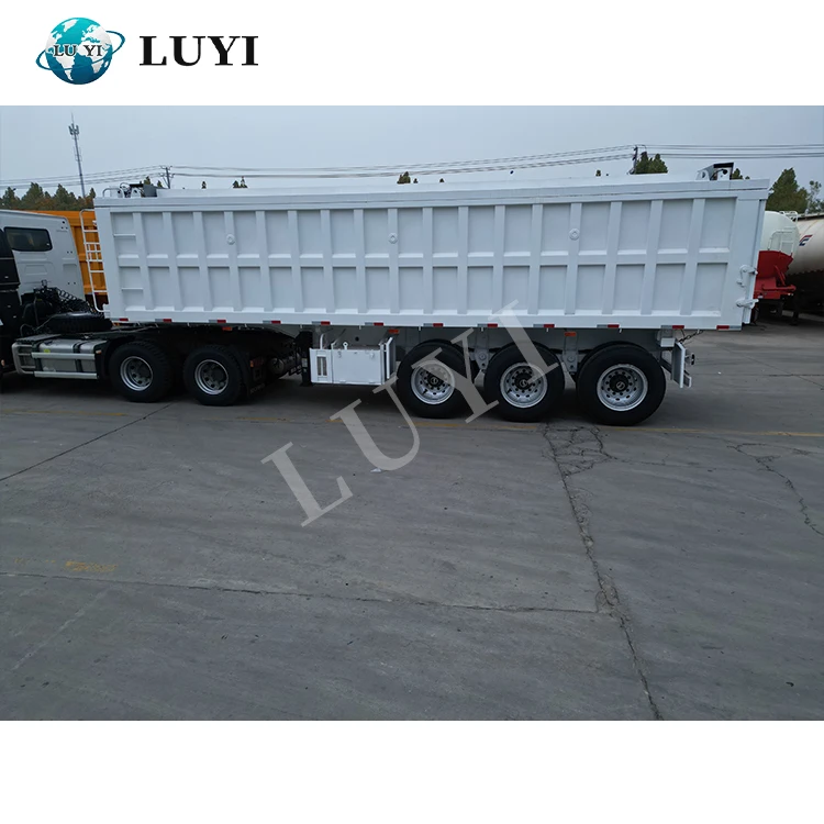 LUYI vehichle 3 axle 60 T sand grain transport tipper trailer front hydraulic tipper truck with Seal cover  dump semi trailer