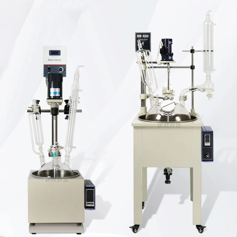 Chemical Continuous Stirred Tank Reactor Vacuum Single Layer Glass Reactor Reaction Vessel Kettle 20L