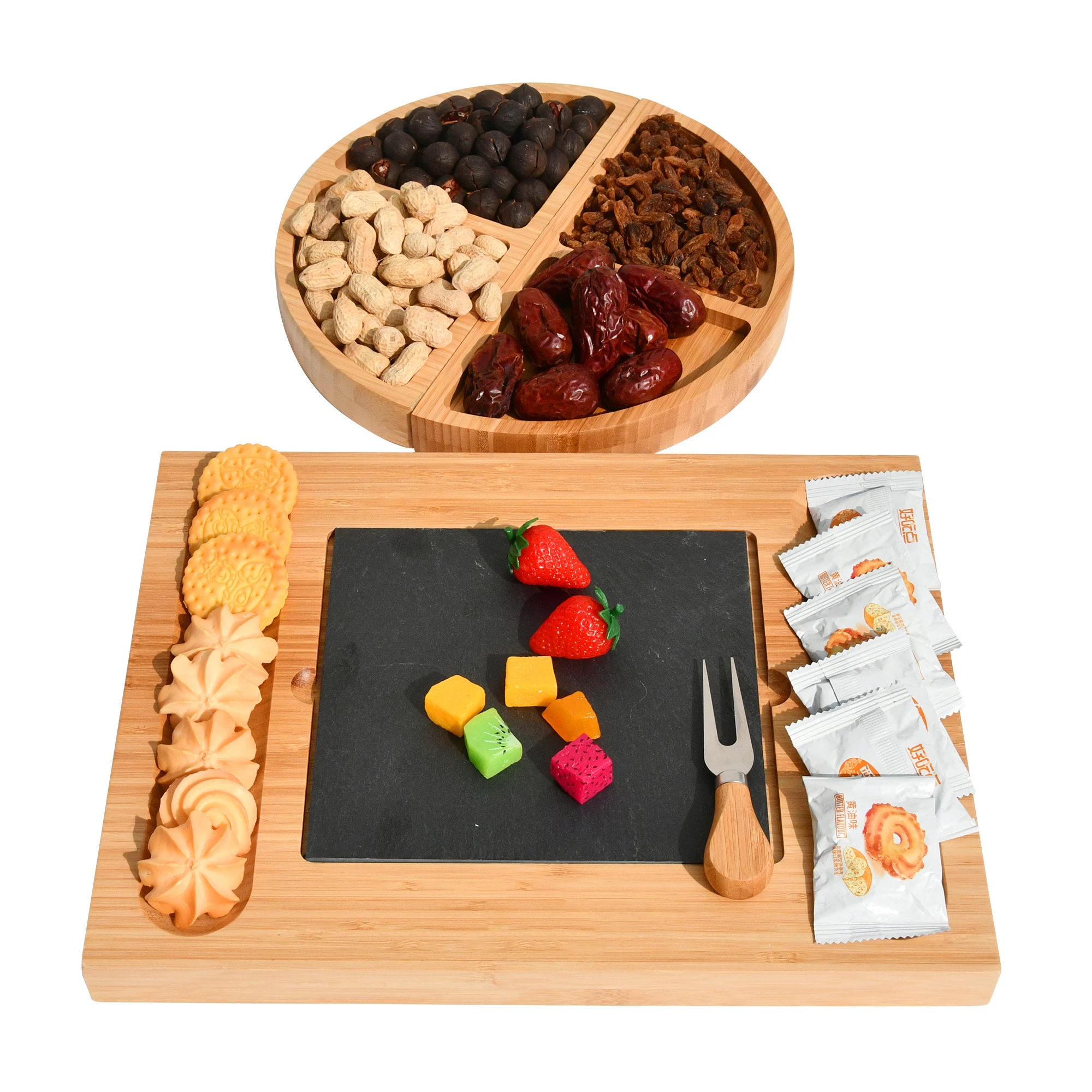 Bamboo Cheese Board Set Charcuterie Boards With Merge Or Split Fruit Bowl Meat And Cheese Tray Wood Serving Board