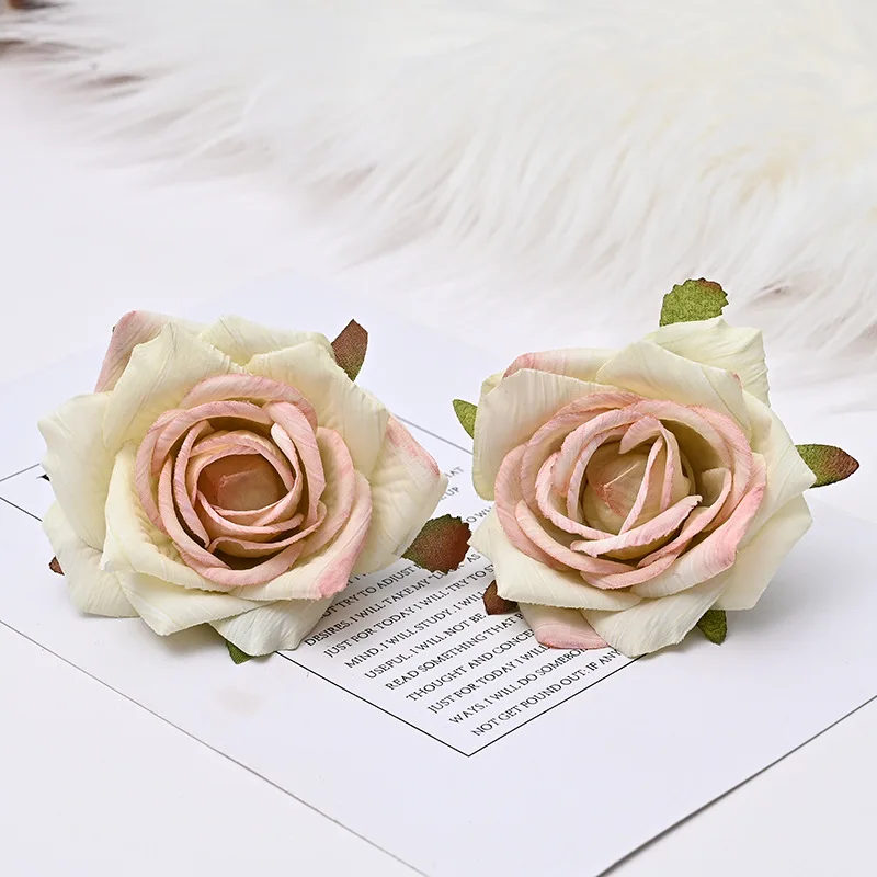 Artificial  Silk Roses Flower Head for Wedding Flowers Accessories Make Bridal Hair Clips Headbands Dress