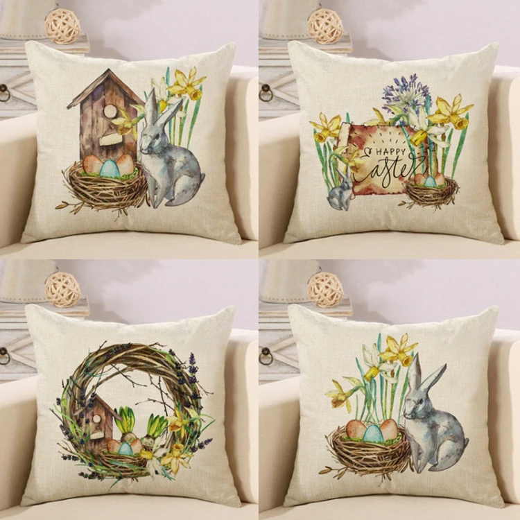 High Quality 45x45cm Decorative cute Design Sustainable Different Color custom 100% polyester Linen Cushions