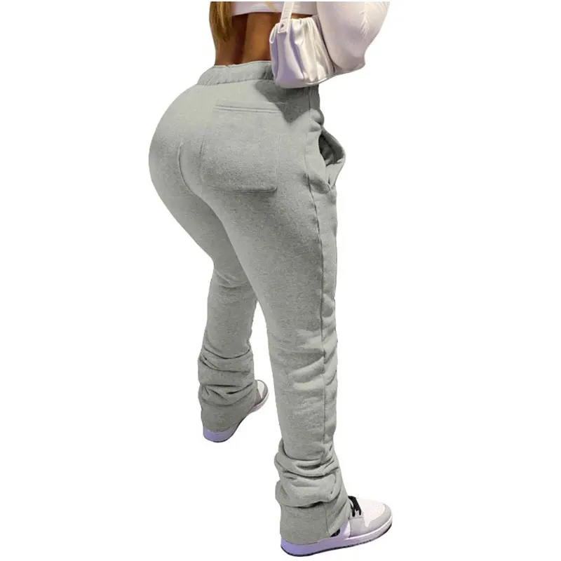 
Women Winter Fall Clothes Thick Stacked Sweat Joggers Pants Plus Size Flare Pants Stacked Fleece Leggings Sweatpants 