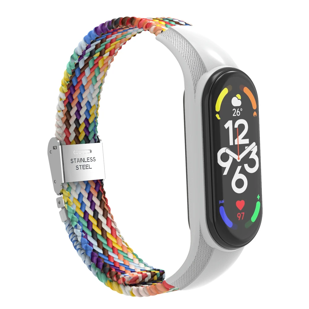 ODM new 7315 series adjustable colorful braided nylon watch band miband7 strap compatible with mi band 3 4 5 6 7