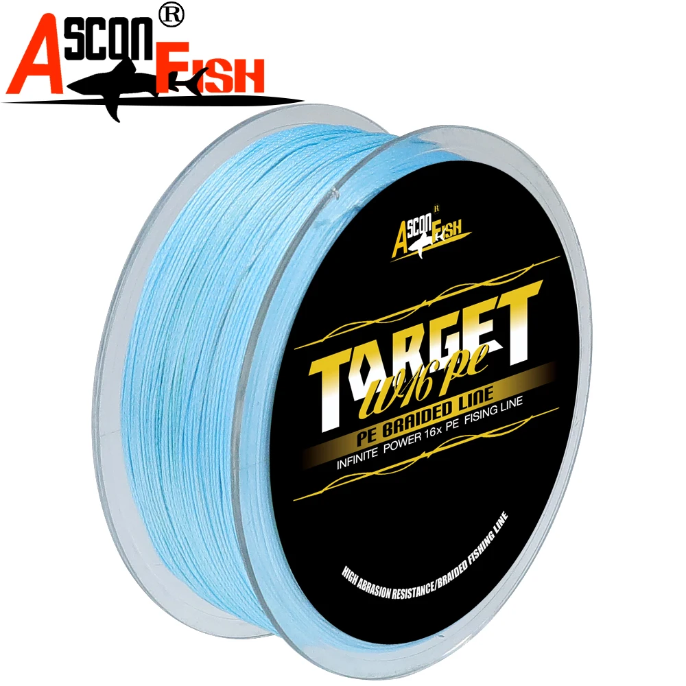 Ascon Fish 16 Strands Braided Fishing Line 300m for Cord Fishing Capr 16 Braids Multifilament Line20-500LB Green