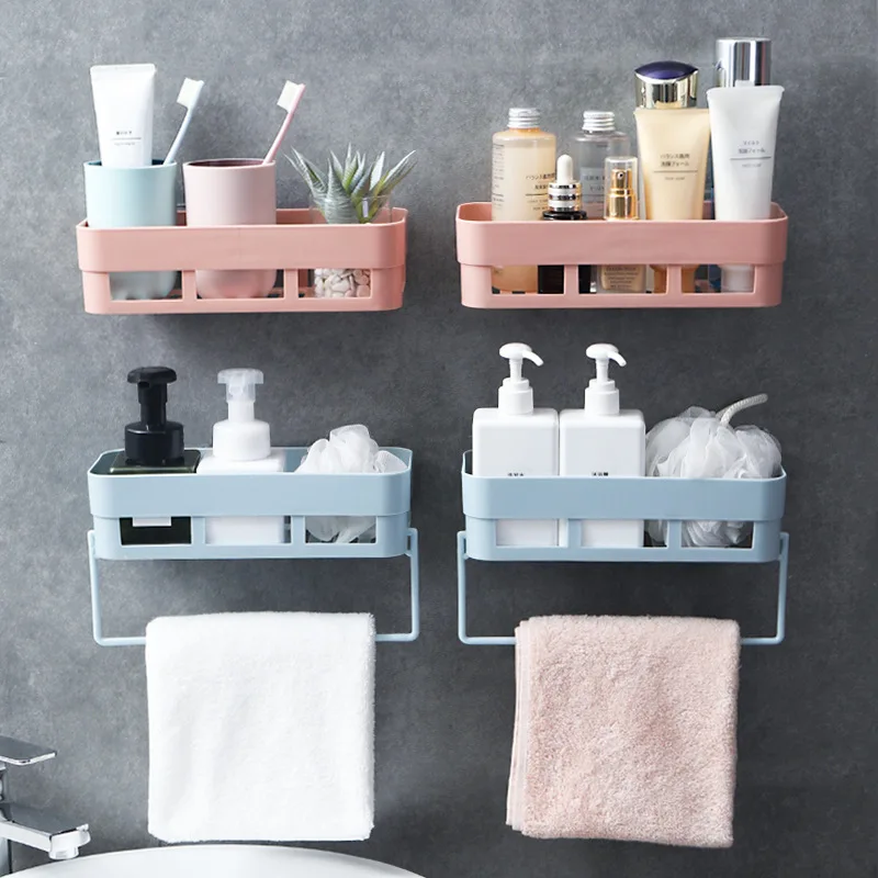 Custom Wall Hanging Bath Shower Shelf Mounted Storage Holders for Kitchen Bathroom Accessories