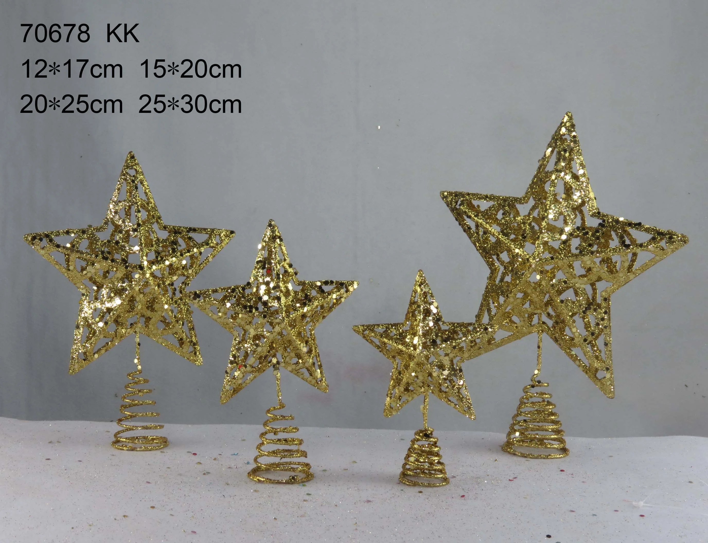 beautiful snowflake shaped Christmas tree decoration tree topper Xmas tree star glitter metal star