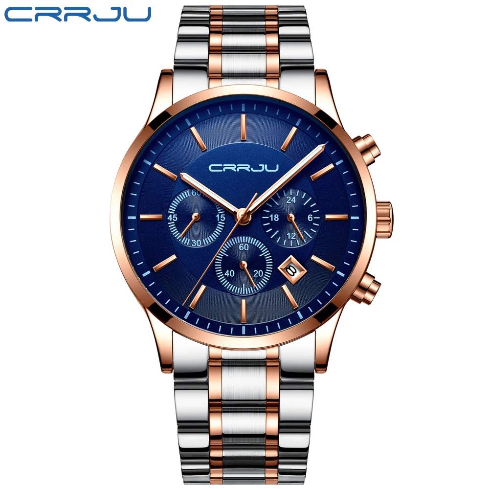 Alibaba China manufacturer full stainless steel  three eyes  luxury man  watch