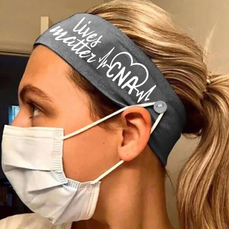 HX2109012022 Popular Nurse accessories elastic medical essential buttons hair band Live matte CNA nursing headband.