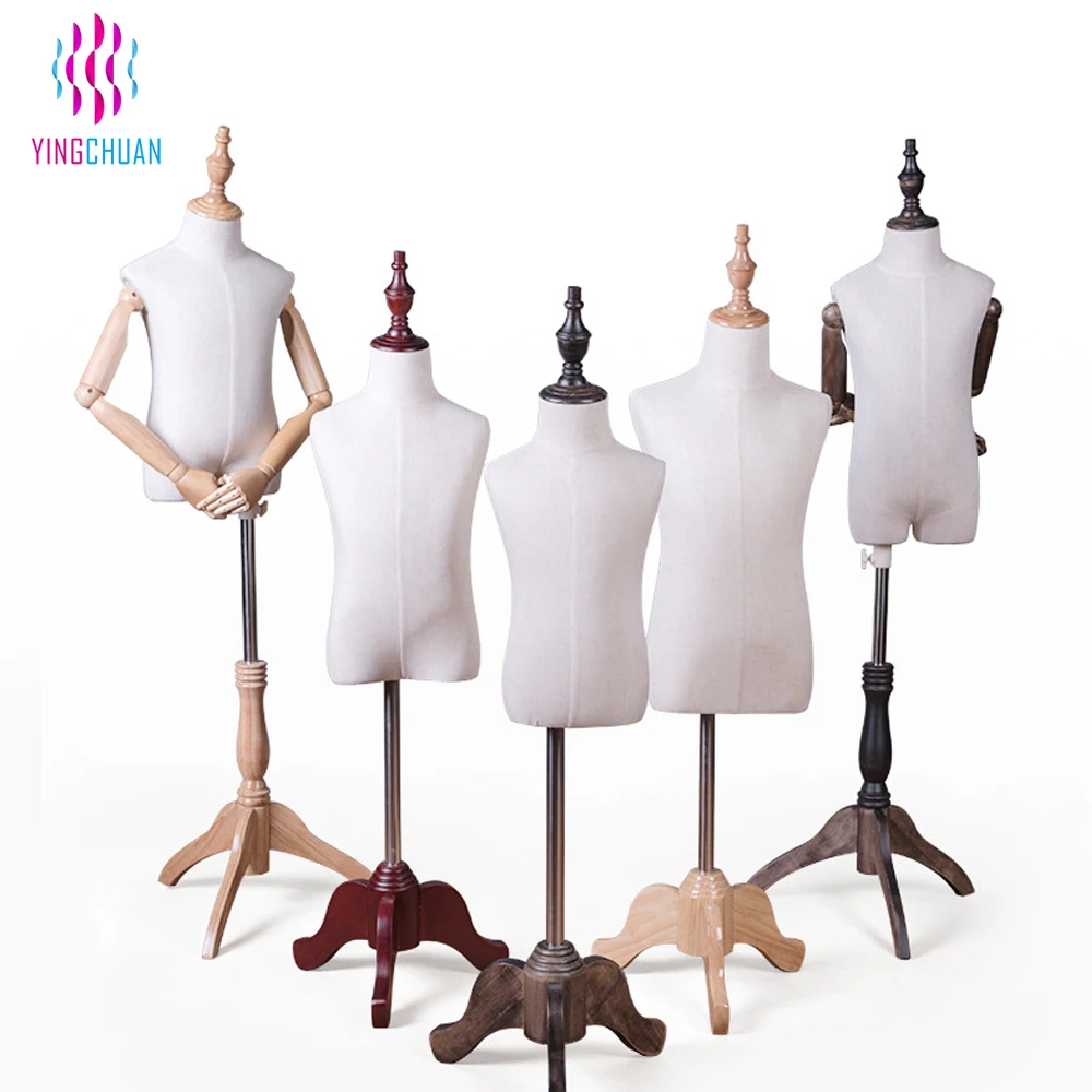 Wholesale half body foam dress form mannequin with wooden arms