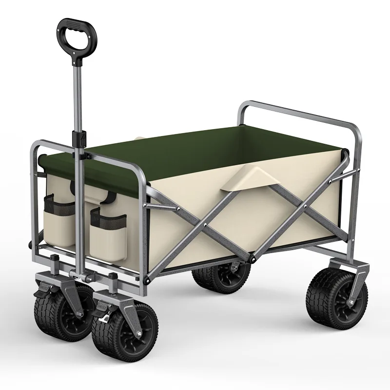 Large Capacity Aluminium Alloy Collapsible Trolley Portable Hand Folding Camping Wagon Cart for Garden Picnics OEM Customizable