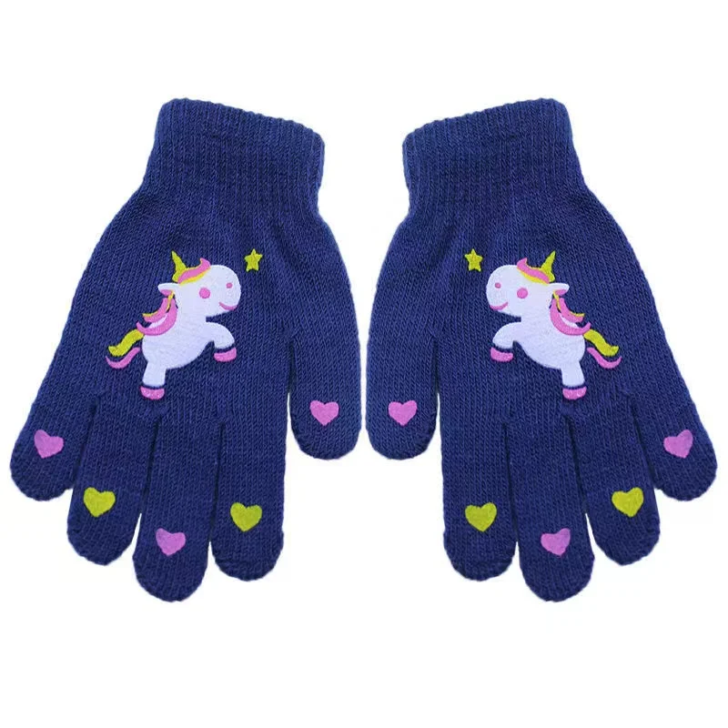 Детские акриловые Смещенные Мультяшные перчатки на все пальцы теплые вязаные перчатки