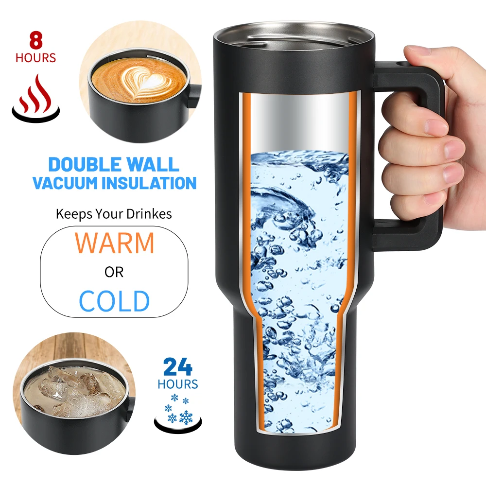 Sports 40oz 1200ml New Stainless Steel Insulated Travel Tumbler Leakproof  With Stainless Steel Straw