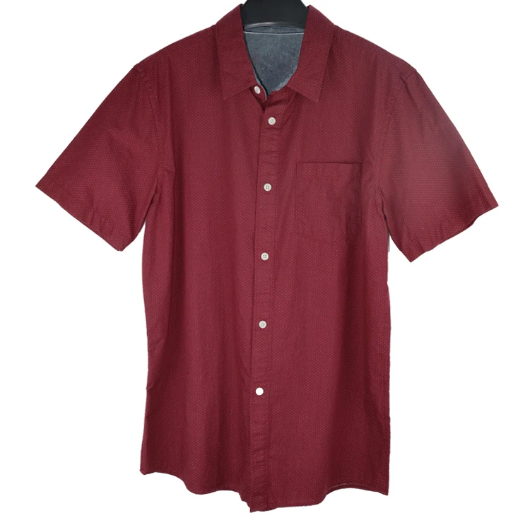 
ST210618 Factory direct sale Cotton Oxford shirt Casual men shirt red dot short sleeve shirt for man 