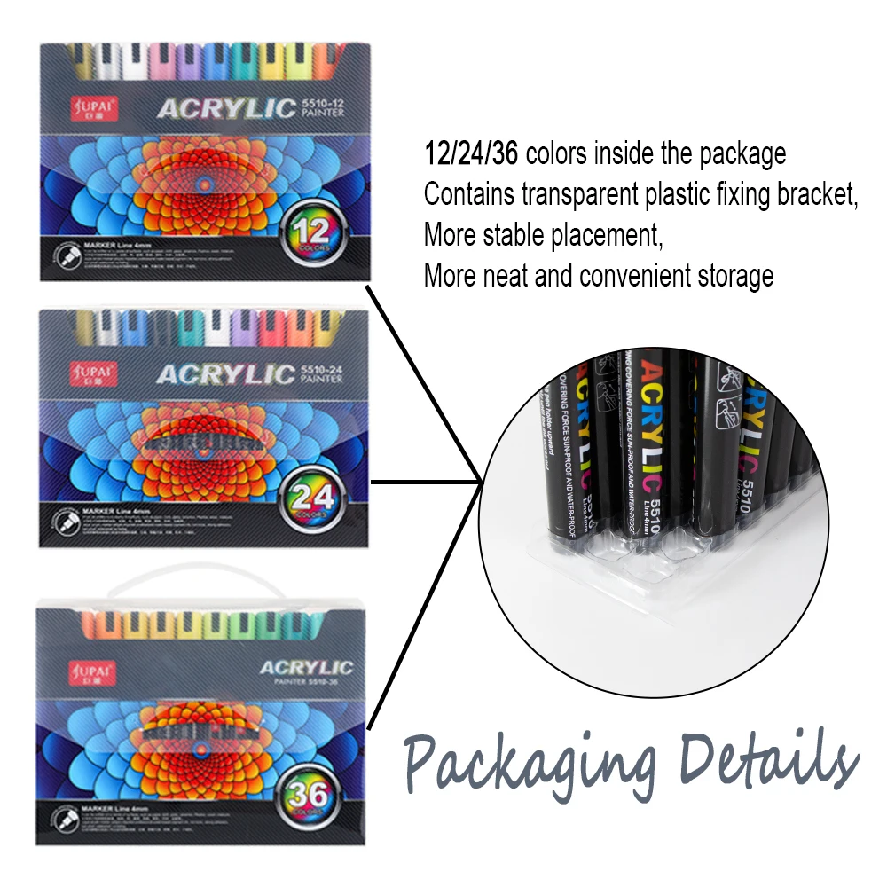 High quality stationery wholesale smooth long-lasting bright color Durable nib watercolor acrylic paint marker 60 set
