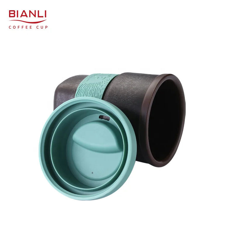 Custom Eco Friendly Coffee Grounds Plastic Travel Mugs Nordic Biodegradable Water Double Wall Reusable Coffee Cup