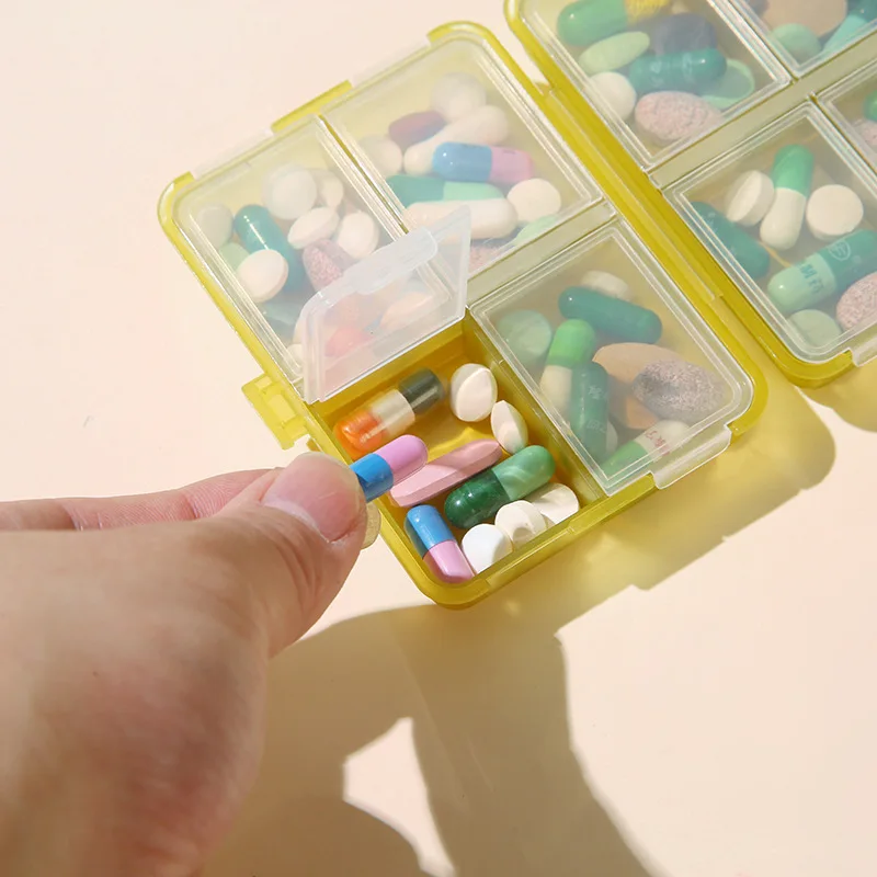Portable Pill Box With 8 Grids Plastic Pill Box Storage Cases Thick Pills Organizer Travel Medicine Box Sturdy Material Weekly