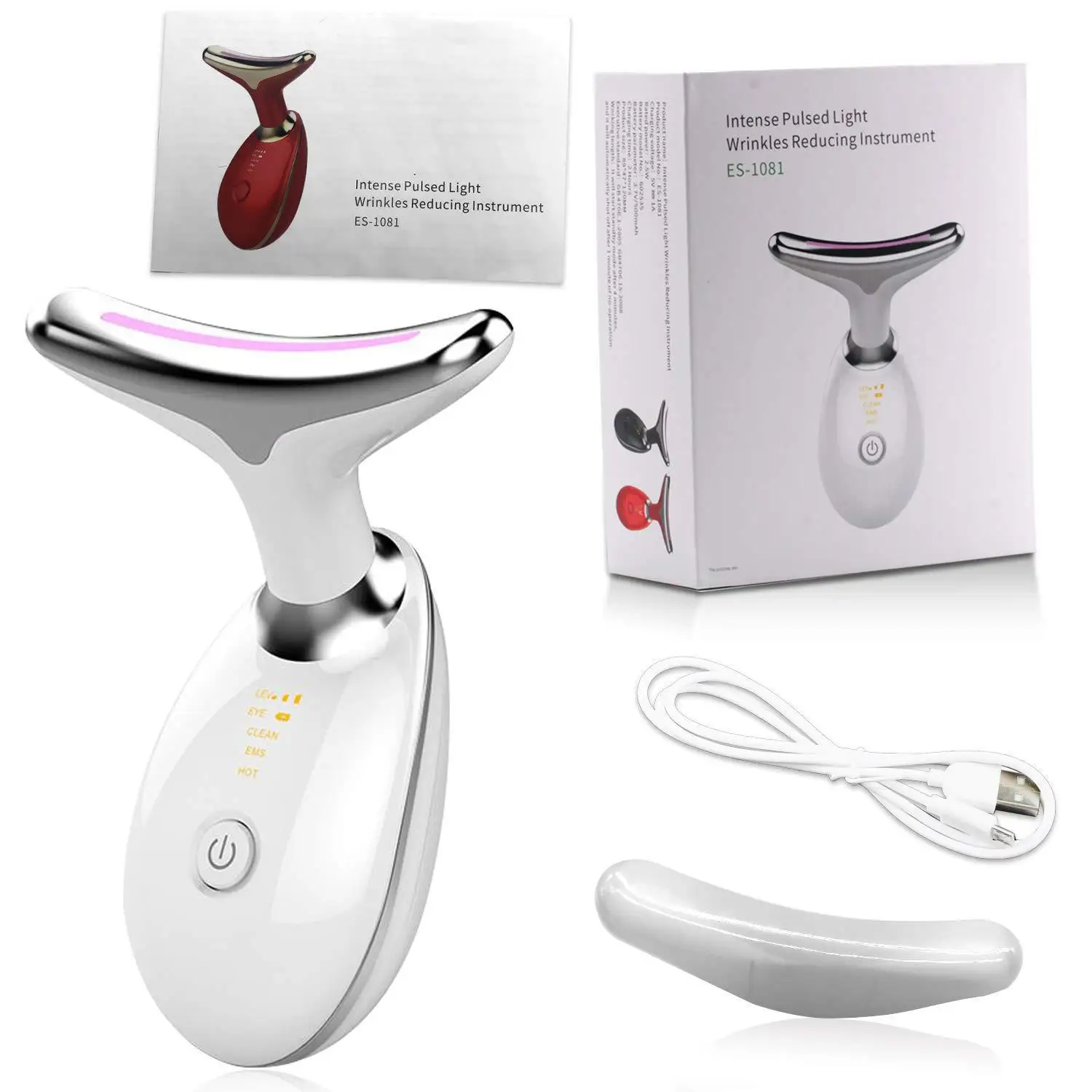 Neck Face Beauty Device Anti-wrinkle Anti-aging Reduce Puffiness Facial Device 3 Modes Neck Sonic Vibration EMS Neck Lift Device