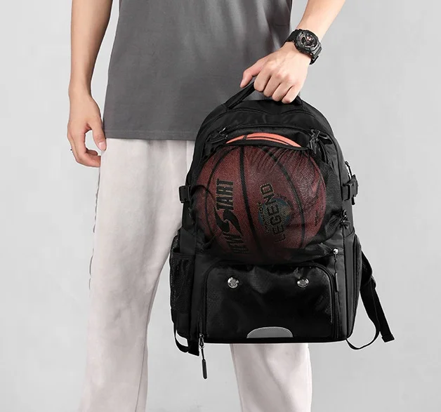 Large Sport Backpack Bag with Separate Ball Holder Shoes Compartment For Basketball Soccer Volleyball Swim Gym Travel Team