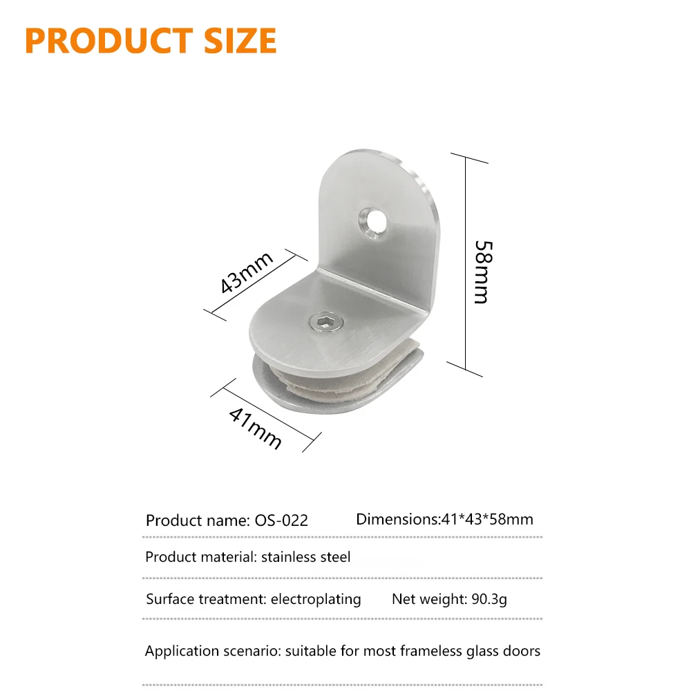 Manufacturer 90 Degree Clip Corner 8-12mm Glass Holding Shower Screen Fixing Bracket Bathroom Door Clamp
