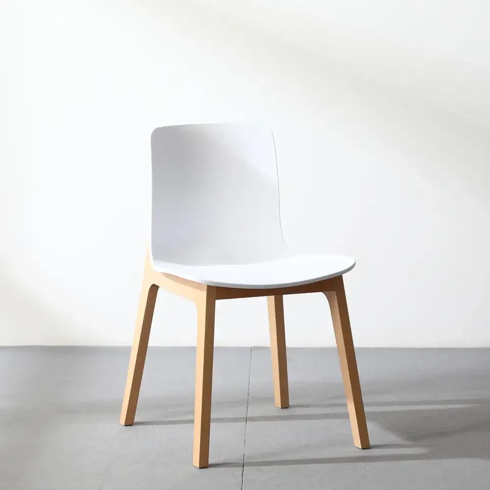 Minimalist Commercial Furniture Modern Light Gray Cafe Home Desk Wood Four Legs Office Chair