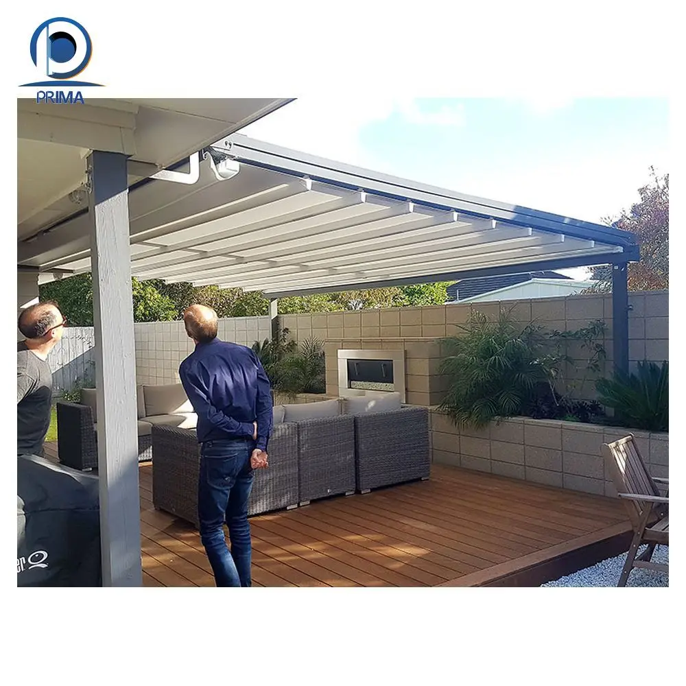 Prima Factory Price Silent Folding System Aluminum PVC Pergola Automatic Awning Retractable Roof