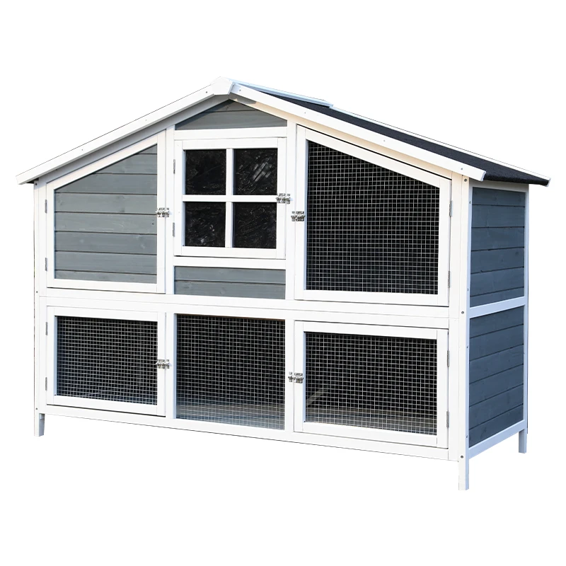 Wholesale Wood Rabbit Hutch Bunny Cage Large Double Story Outdoor Wooden Rabbit Hutches House For Sale