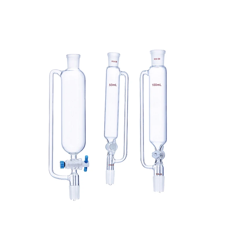 Laboratory 250ml 500ml 1000ml glass cylindrical pressure equalizing dropping funnel with glass ptfe stopcock piston