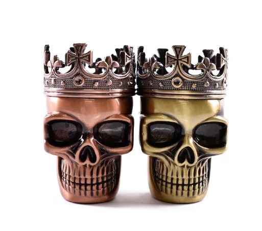 Wholesale manufacturer china metal three-layer tobacco grinder Crown ghost head shape bronze tobacco grinders herb grinder