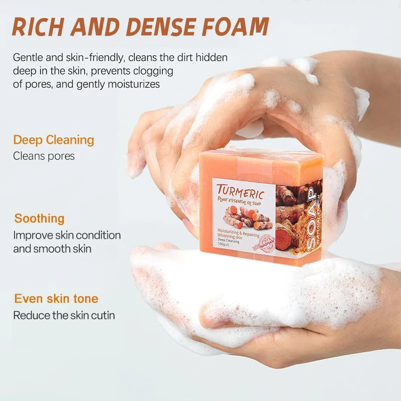 Wholesale Skin Care Shower Bath Soap Bar Skin Lightening Anti Acne Deep Cleansing Natural Turmeric Soap
