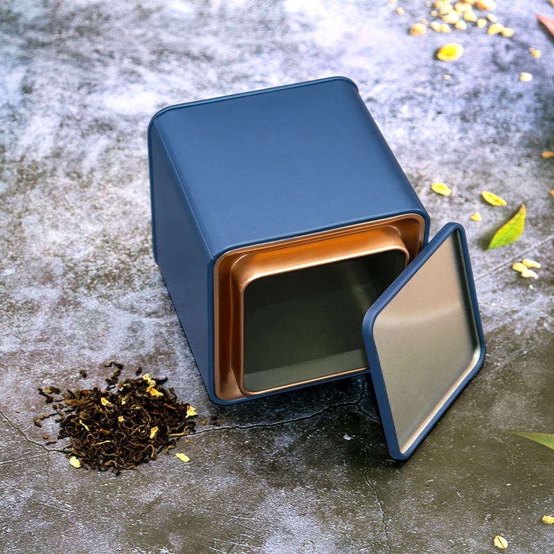 Square Tea Tin Box Metal Jewelry Gift Tin Can Packaging For Cookies Wholesale Custom Tinplate coffee bean Tin Box
