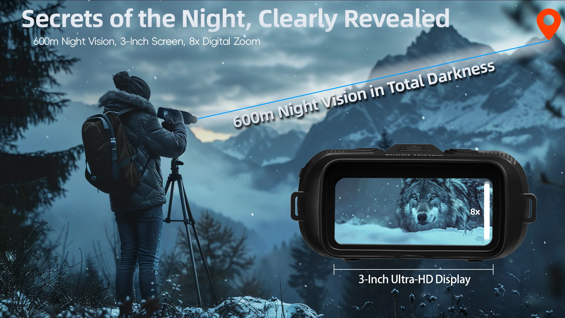 Large built-in Screen Night Vision Goggles 4K Night Vision Binoculars for Adults 5000mAh Battery Binocular Night Vision