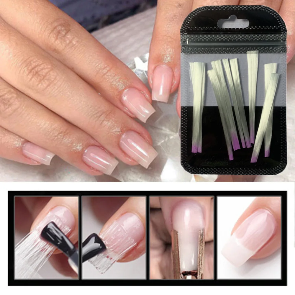 Replacing Nail Forms With Fibers Nail Art Extending Fibers Clear Color 5.5cm 10PCS/Bag Glass Fibers Reinforce Nail