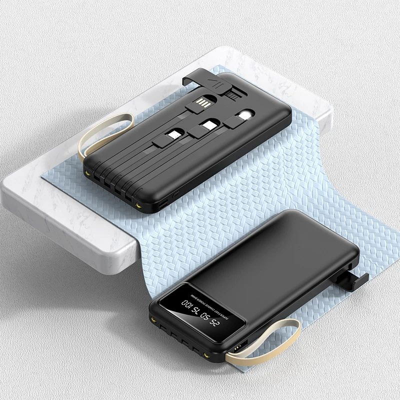 Wholesale Promotional Gift Universal Charging Powerbanks 20000 MA Fast Charge With Four-wire Mobile Power Bank Customized Logo