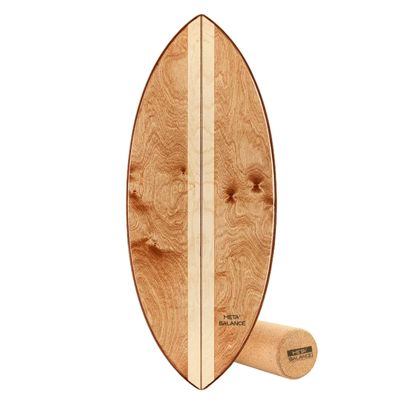 Meta2Balance Best Workout Standing Desk Wood Balance Board with Cork Roller  balance training and balancing products