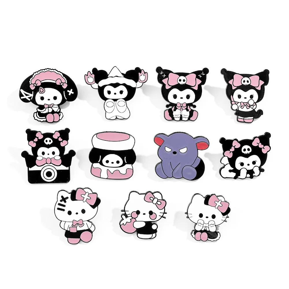 Милые Броши Kuromi Melody Kitty на лацкане значок металлическая брошь в виде мультяшного мультфильма оптовая продажа логотип заказ броши для украшения ткани